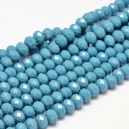 Faceted Rondelle Glass Beads Strands X-GLAA-I033-8mm-12-1