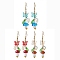 304 Stainless Steel Butterfly & Mushroom Dangle Earrings for Women, with Glass Beads and Transparent Acrylic Charms, Real 18K Gold Plated, Mixed Color, 52mm