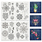 4 Sheets 11.6x8.2 Inch Stick and Stitch Embroidery Patterns, Non-woven Fabrics Water Soluble Embroidery Stabilizers, Floral, 297x210mmm