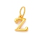 925 Sterling Silver Letter Charms with Jump Rings, Golden, Letter Z, 10.5x7.5x2mm, Hole: 5mm