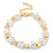 Rack Plating Brass and ABS Imitation Pearl Bracelets, Cadmium Free & Lead Free, Long-Lasting Plated, Star, Real 18K Gold Plated, 7-1/8 inch(18cm)