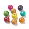 (Defective Closeout Sale: Wood Texture and Yellowing) Dyed Handmade Natural Wood European Beads, Large Hole Beads, Round, Mixed Color, 19~20x18mm, Hole: 5mm, about 189pcs/450g