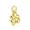 Real 18K Gold Plated Brass Pave Cubic Zirconia Pendants, with Jump Rings, Clover, Clear, 11.5x7.5x2mm, Hole: 3mm