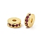 Rack Plating Brass Micro Pave Cubic Zirconia Beads, Long-Lasting Plated, Lead Free & Cadmium Free, Flat Round/Disc, Real 18K Gold Plated, Magenta, 6x2.3mm, Hole: 1.6mm