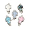 Rack Plating Brass Micro Pave Cubic Zirconia & Shell & Enamel Box Clasps, Cadmium Free & Lead Free, Long-Lasting Plated, Cross, Mixed Color, 19.5x11x4mm, Hole: 2.5mm