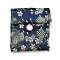 Flower Print Cloth Jewelry Storage Bags, with Plasitc Snap Buttons, Square, Marine Blue, 10x9x1cm