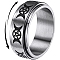 Non-Tarnish Triple Moon Goddess Stainless Steel Rotating Finger Ring, Fidget Spinner Ring for Calming Worry Meditation, Stainless Steel Color, US Size 8(18.1mm)