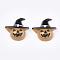 Resin Cabochons, Halloween Pumpkin Jack-O'-Lantern Lamp, Sandy Brown, 26x27x8mm