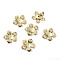 Brass Bead Cap, Long-Lasting Plated, 5-Petal Flower, Real 24K Gold Plated, 13x13.5x0.5mm, Hole: 1.5mm