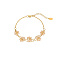 Stainless Steel Multi-strand Cable Chain Bracelets, PeachPuff Summer Flower Link Bracelets for Women, Real 18k Gold Plated