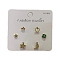 6 Pcs Brass Mirco Pave Clear Cubic Zirconia Ear Studs, with 925 Sterling Silver Pins, Moon & Star & Bowknot & Flower & Heart, Golden, 2.5~8x5~7.5mm