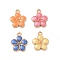 Alloy Pendants, with Enamel, Flower Charm, Golden, Random Color, 17x14.5x2mm, Hole: 1.7mm