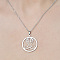 Non-Tarnish 201 Stainless Steel Hollow Yoga Pendant Necklace, Stainless Steel Color, 17.72 inch(45cm)