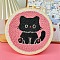 DIY Punch Embroidery Beginner Kits for Beginners, including Embroidery Fabric & Hoop & Yarn, Punch Needle Pen, Instruction, Cat Shape, 200mm