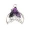 Rack Plating Alloy Resin Pendants, Fishtail, Orchid, 18x15x4mm, Hole: 1.8mm