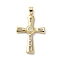 Brass Micro Pave Clear Cubic Zirconia Pendants, Cross, Real 18K Gold Plated, 35x24x4mm, Hole: 5.5x4mm