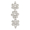 Brass Pave Clear Cubic Zirconia Three Flower Links Connector Charms, Long-Lasting Plated, Lead Free & Cadmium Free, Platinum, 52x14x3mm, Hole: 1mm