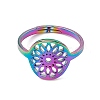 Ion Plating(IP) 201 Stainless Steel Flower Adjustable Ring for Women RJEW-C045-01M-2