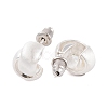 Cross Drawbench Brass Half Hoop Stud Earrings for Women EJEW-G391-11S-3