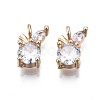 Brass Micro Pave Clear Cubic Zirconia Charms KK-S359-124-B01-RS-1