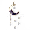 Natural Amethyst Wrapped Moon Hanging Ornaments PW-WG20005-11-1