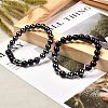 Natural Tiger Eye(Dyed) Beads Stretch Bracelets Set BJEW-JB06653-04-9