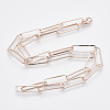 Brass Flat Oval Paperclip Chain Necklace Making MAK-S072-08A-RG-2