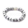 Cube Non-magnetic Synthetic Hematite Beads Stretch Finger Rings RJEW-JR00705-4