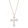 Cross Fleury Acrylic Imitation Pearl Pendant Necklaces NJEW-JN04985-1