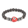 Natural Lava Rock & Synthetic Hematite Stretch Bracelet BJEW-JB08323-02-1