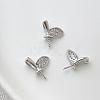 Brass Micro Pave Clear Cubic Zirconia Leaf Peg Bails Pin Charms BAPE-PW0002-20B-1