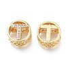 Brass Micro Pave Clear Cubic Zirconia Beads ZIRC-L095-02T-G-2