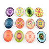 Kaleidoscope Flower Pattern Glass Oval Flatback Cabochons for DIY Projects GGLA-R022-40x30-101-1