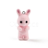 Flocking Resin Cute Bunny Pendants MACR-P043-J02-1