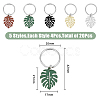 SUPERFINDINGS 4 Sets Monstera Leaf Alloy Pendant Keychain KEYC-FH0001-40-2