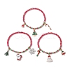 3Pcs 3 Styles Christmas Theme Glass Beaded Stretch Bracelet Sets for Women BJEW-TA00534-1