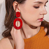 ANATTASOUL 4 Pairs 4 Colors Hollow Oval Acrylic Dangle Stud Earrings for Women EJEW-AN0004-36-6