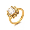 Clear Cubic Zirconia Flower Adjustable Ring RJEW-C048-13G-1