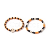 Halloween Skull & Pumpkin Jack-O'-Lantern Synthetic Turquoise(Dyed) Stretch Bracelets Sets BJEW-JB09198-6