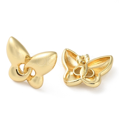 Butterfly Rack Plating Brass Stud Earrings for Women EJEW-A045-03G-1