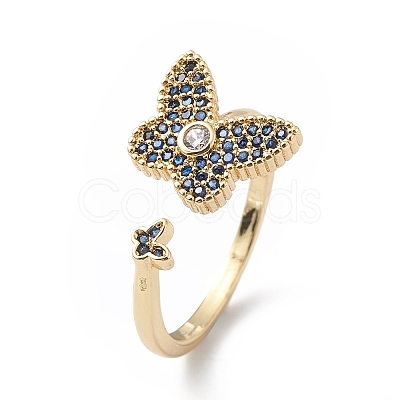 Rack Plating Brass Micro Pave Cubic Zirconia Rings RJEW-C039-02G-1