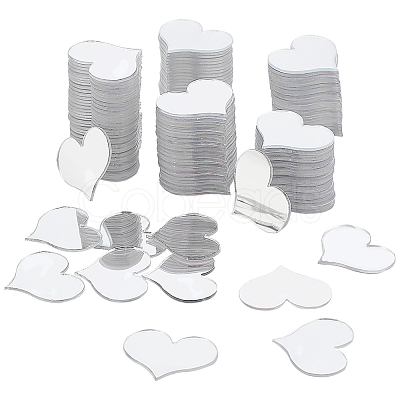 PandaHall Elite 300Pcs Heart Mirror Self Adhesive Acrylic Mosaic Tiles DIY-PH0021-93-1