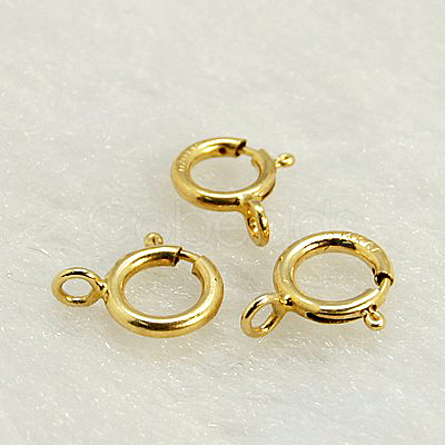 Non-Tarnish Yellow Gold Filled Spring Ring Clasps X-KK-G163-6mm-1-1