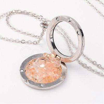 Natural Citrine Alloy Pendant Necklaces NJEW-JN01598-03-1