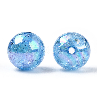 AB Color Transparent Crackle Round Acrylic Beads CACR-S006-04A-1