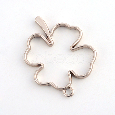 Matte Style Rack Plating Alloy Irish Clover Open Back Bezel Pendants PALLOY-S047-06A-FF-1