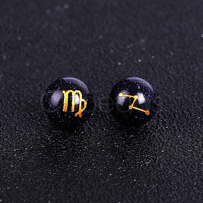 Synthetic Blue Goldstone Carved Constellation Beads PW-WG92554-06-1