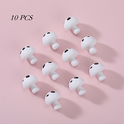 10Pcs Mushroom Silicone Focal Beads JX901C-01-1