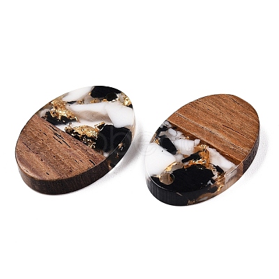 Transparent Resin and Walnut Wood Pendants RESI-T057-04A-1