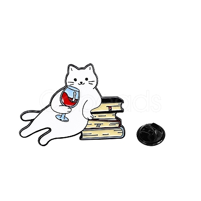 Bookish Cat Shape Enamel Pins PW-WG0F406-01-1